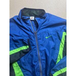 Vintage Nike Windbreaker Jacket Mens XL Full Zip Blue Green Color Block‎
